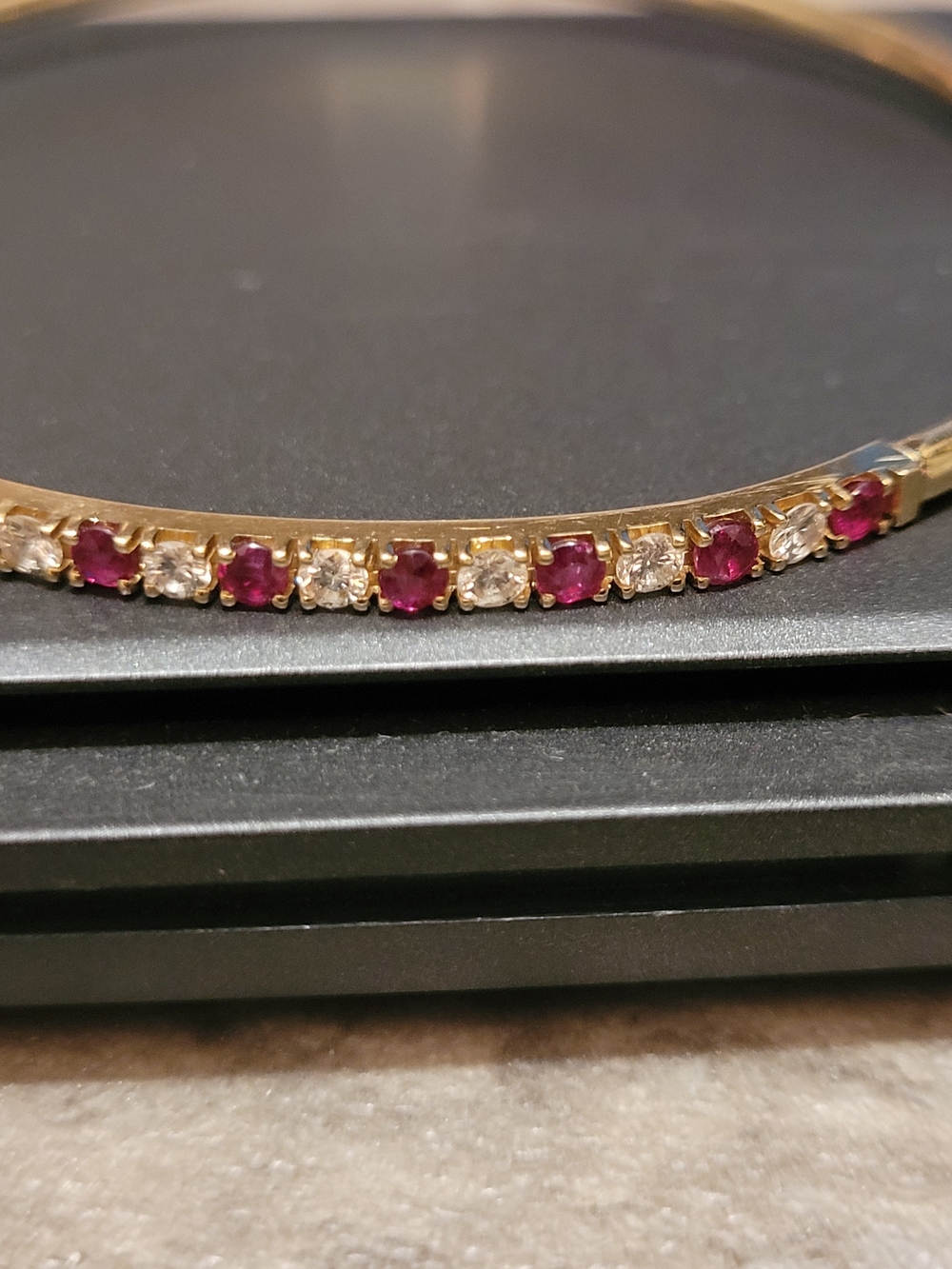 14k Diamond & Ruby Bangle
